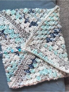 Bible/Book/ kindle Crochet cover  in Light Gray & Aqua